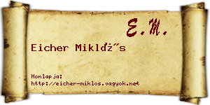 Eicher Miklós névjegykártya
